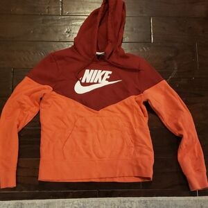 Nike Two-Tone Maroon and Coral Hoodie Size Medium